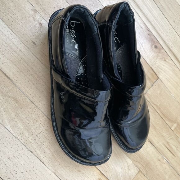 BOC Born Concept BC9632 Women Black Patent Slip On Clog Shoe Size 8 EUC - Picture 2 of 10